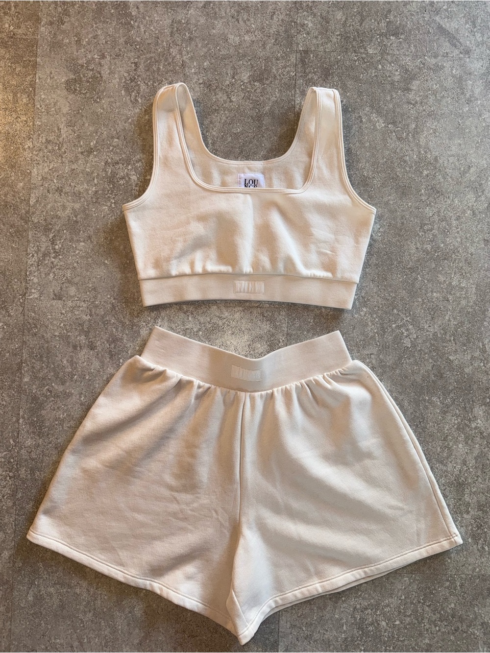 Lounge Cream Bra & Shorts Set Two Piece Lounge Set Size Small